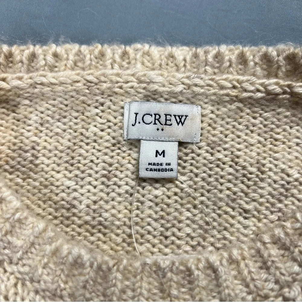 J. Crew Pointelle sweater Cream Crew Neck Sweater with Intricate Knit Pattern